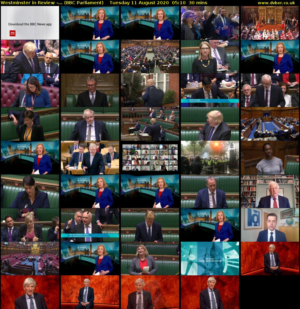 Westminster in Review -... (BBC Parliament) Tuesday 11 August 2020 05:10 - 05:40