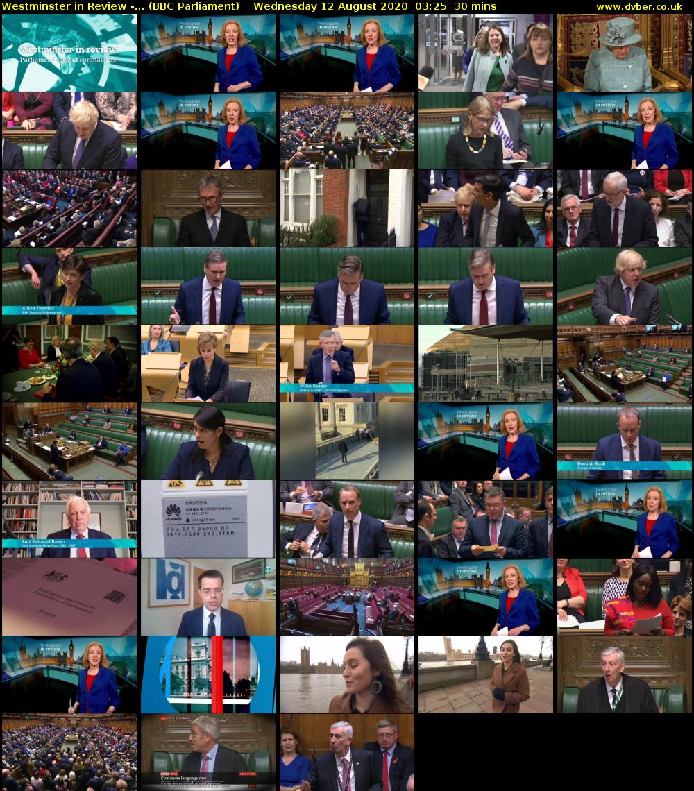 Westminster in Review -... (BBC Parliament) Wednesday 12 August 2020 03:25 - 03:55