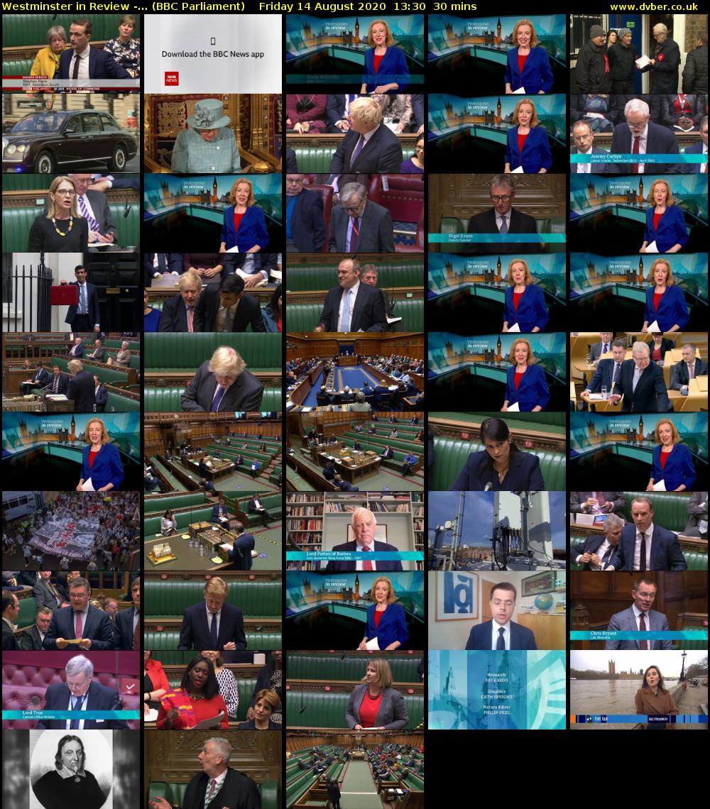 Westminster in Review -... (BBC Parliament) Friday 14 August 2020 13:30 - 14:00