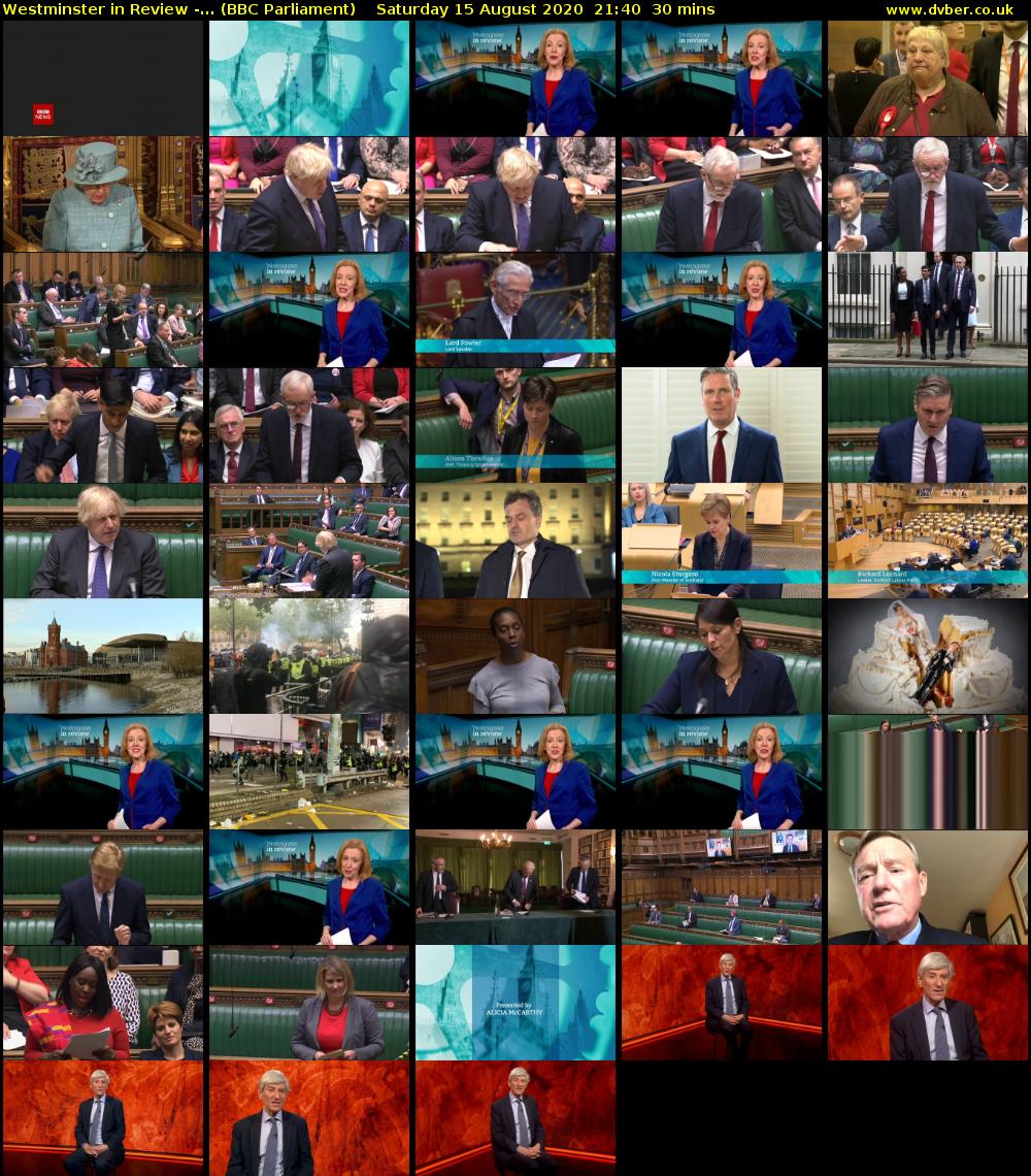 Westminster in Review -... (BBC Parliament) Saturday 15 August 2020 21:40 - 22:10