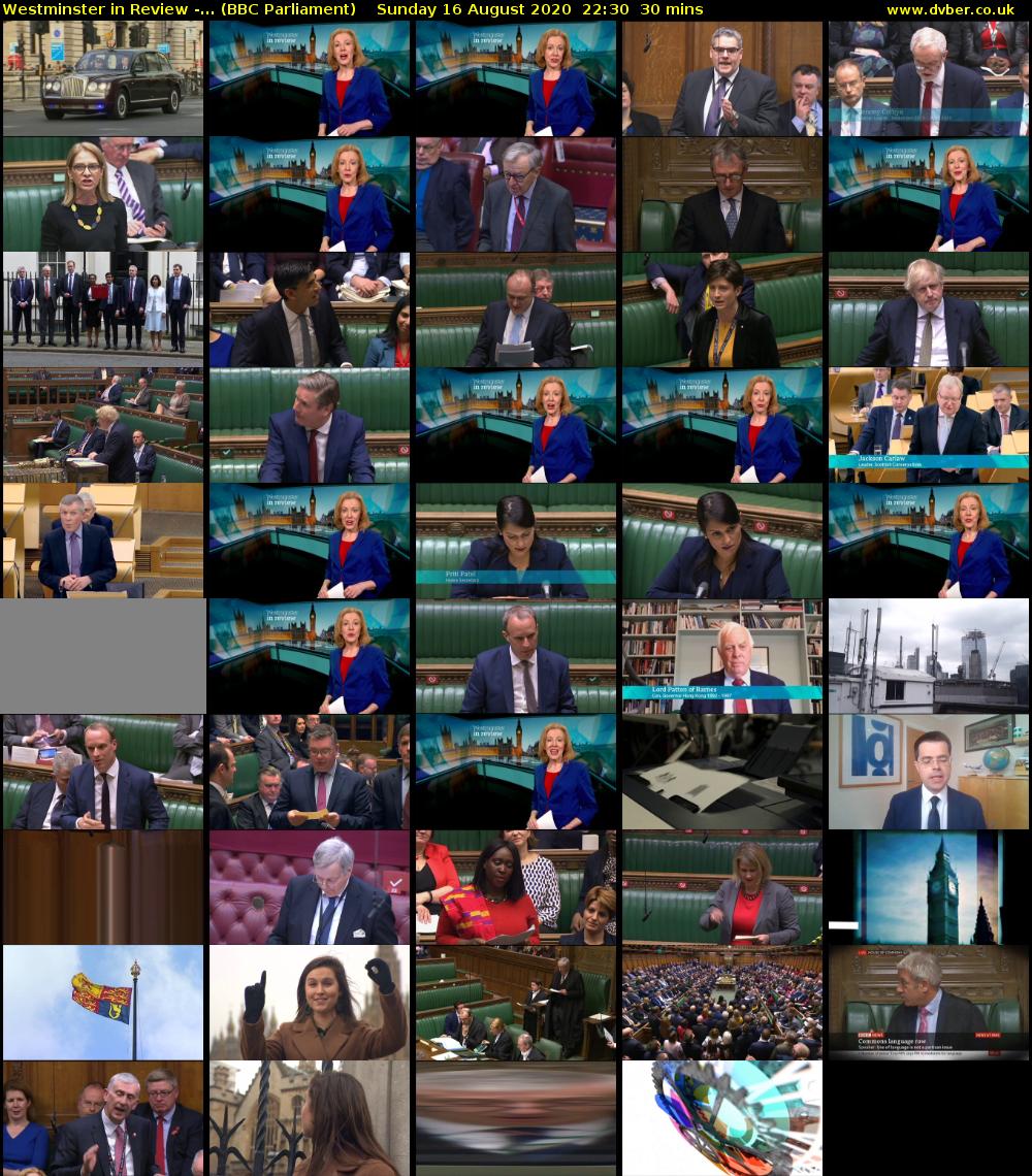 Westminster in Review -... (BBC Parliament) Sunday 16 August 2020 22:30 - 23:00