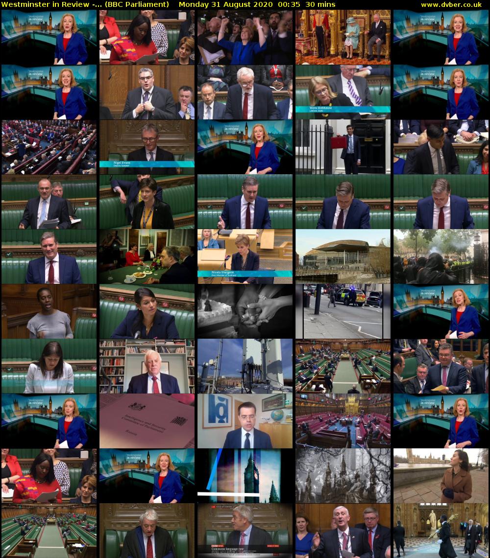 Westminster in Review -... (BBC Parliament) Monday 31 August 2020 00:35 - 01:05