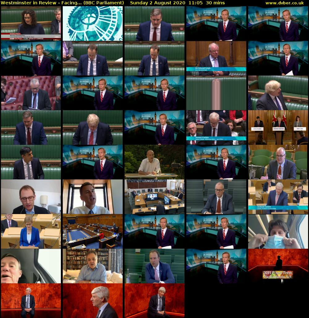 Westminster in Review - Facing... (BBC Parliament) Sunday 2 August 2020 11:05 - 11:35
