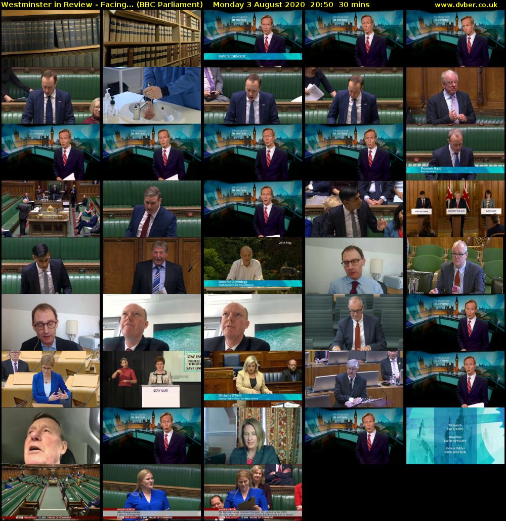 Westminster in Review - Facing... (BBC Parliament) Monday 3 August 2020 20:50 - 21:20