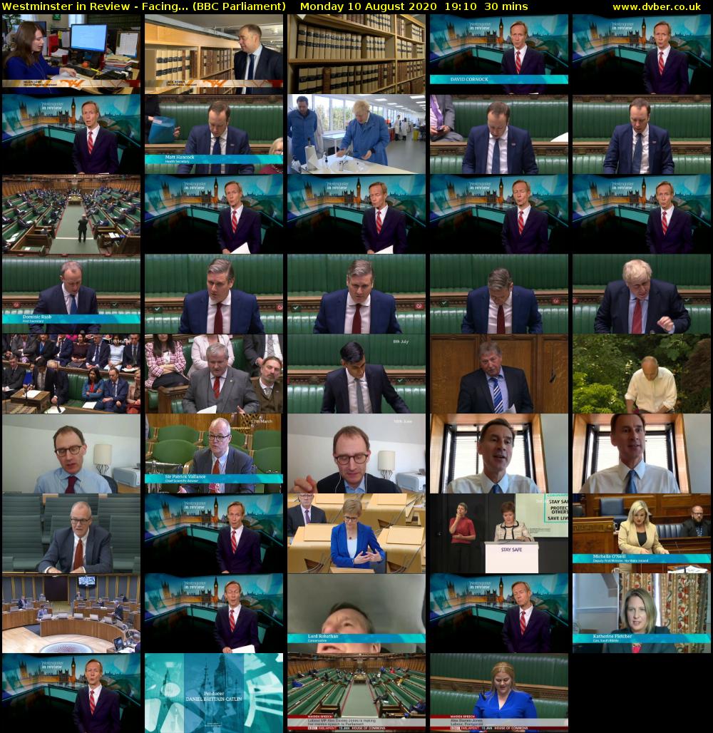 Westminster in Review - Facing... (BBC Parliament) Monday 10 August 2020 19:10 - 19:40