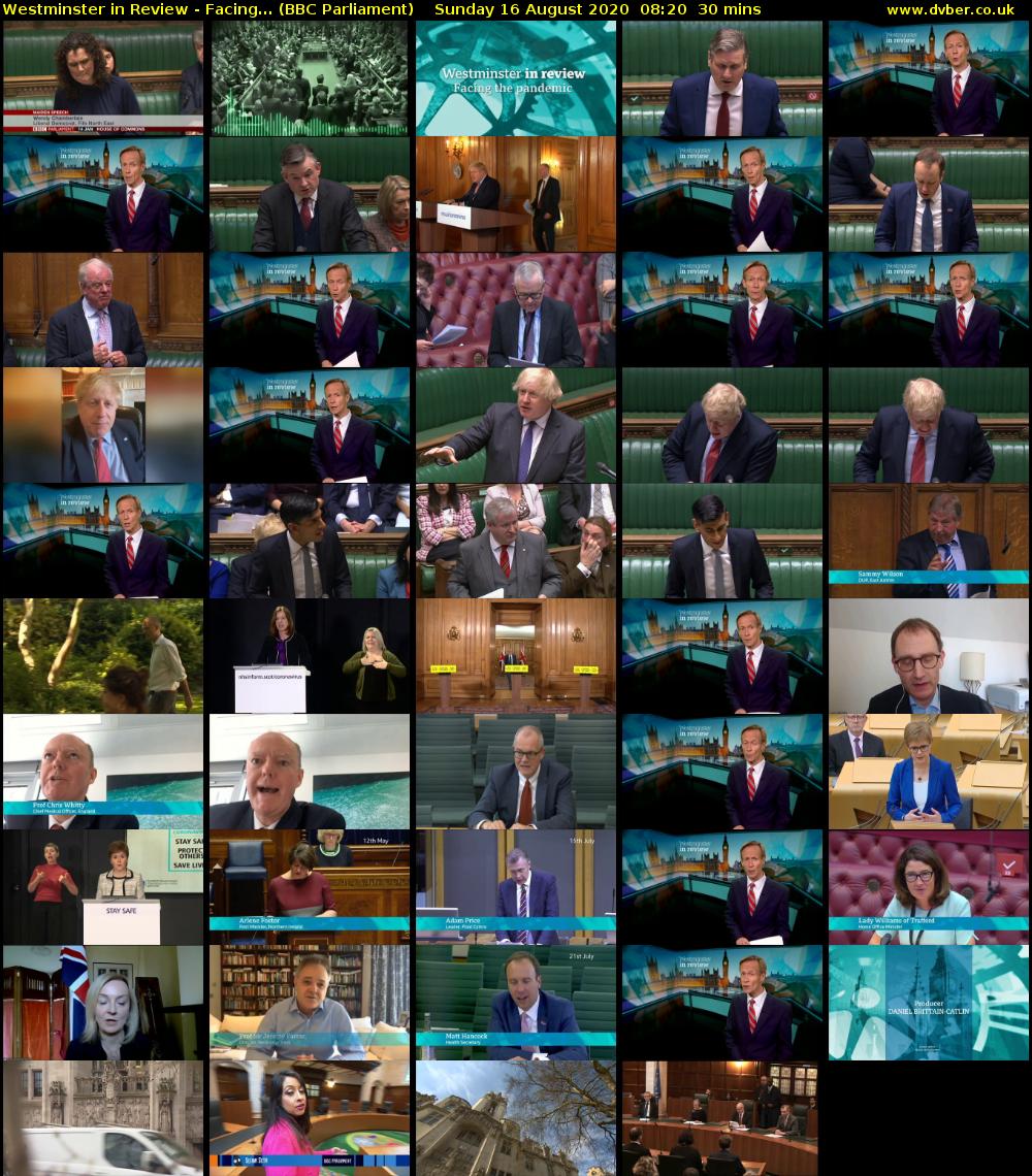Westminster in Review - Facing... (BBC Parliament) Sunday 16 August 2020 08:20 - 08:50