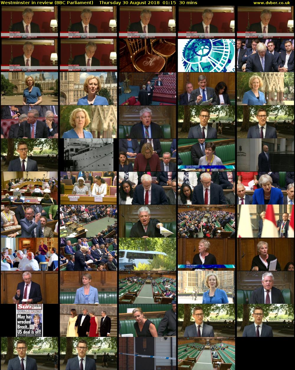 Westminster in review (BBC Parliament) Thursday 30 August 2018 01:15 - 01:45