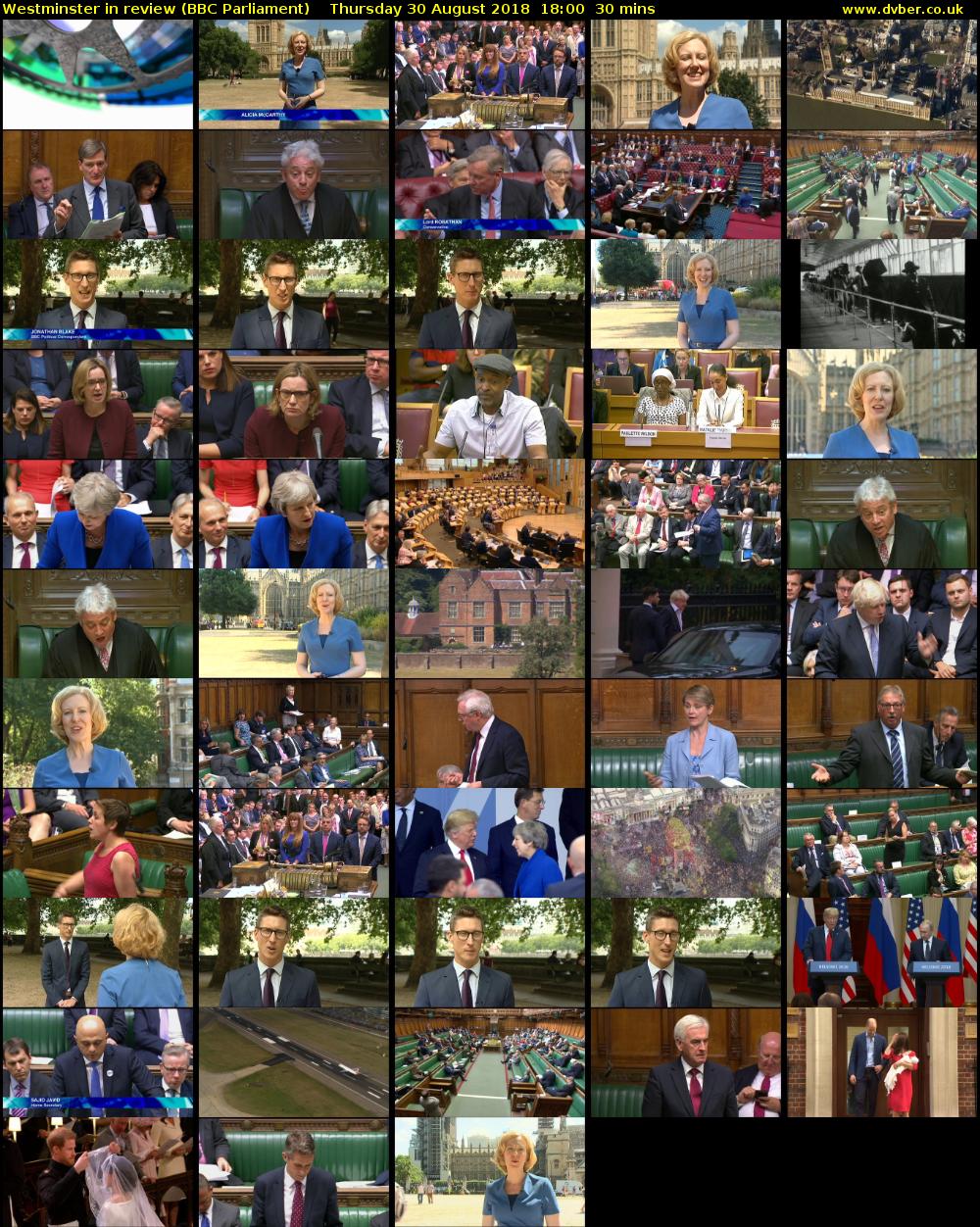 Westminster in review (BBC Parliament) Thursday 30 August 2018 18:00 - 18:30