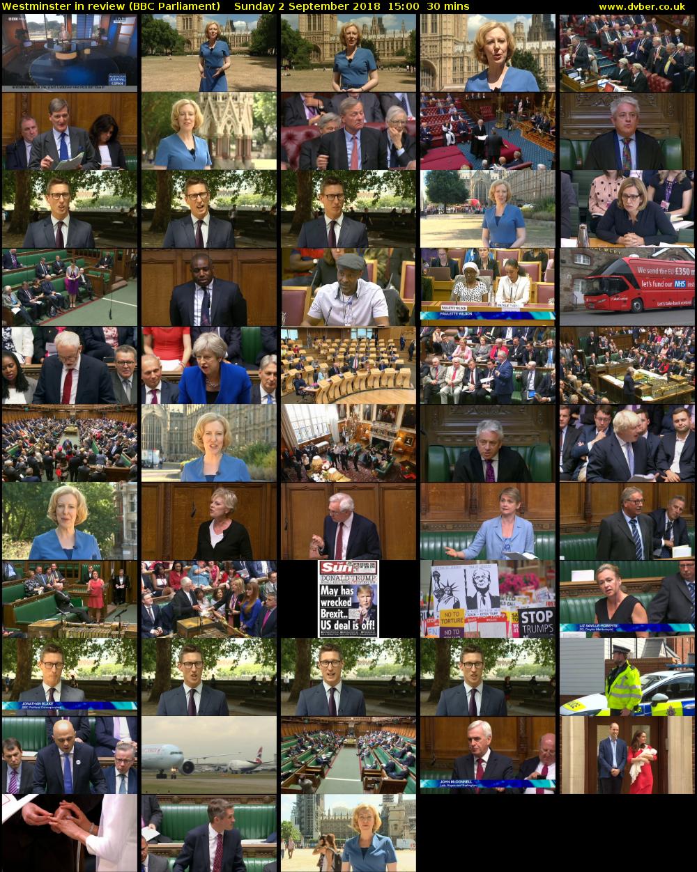 Westminster in review (BBC Parliament) Sunday 2 September 2018 15:00 - 15:30