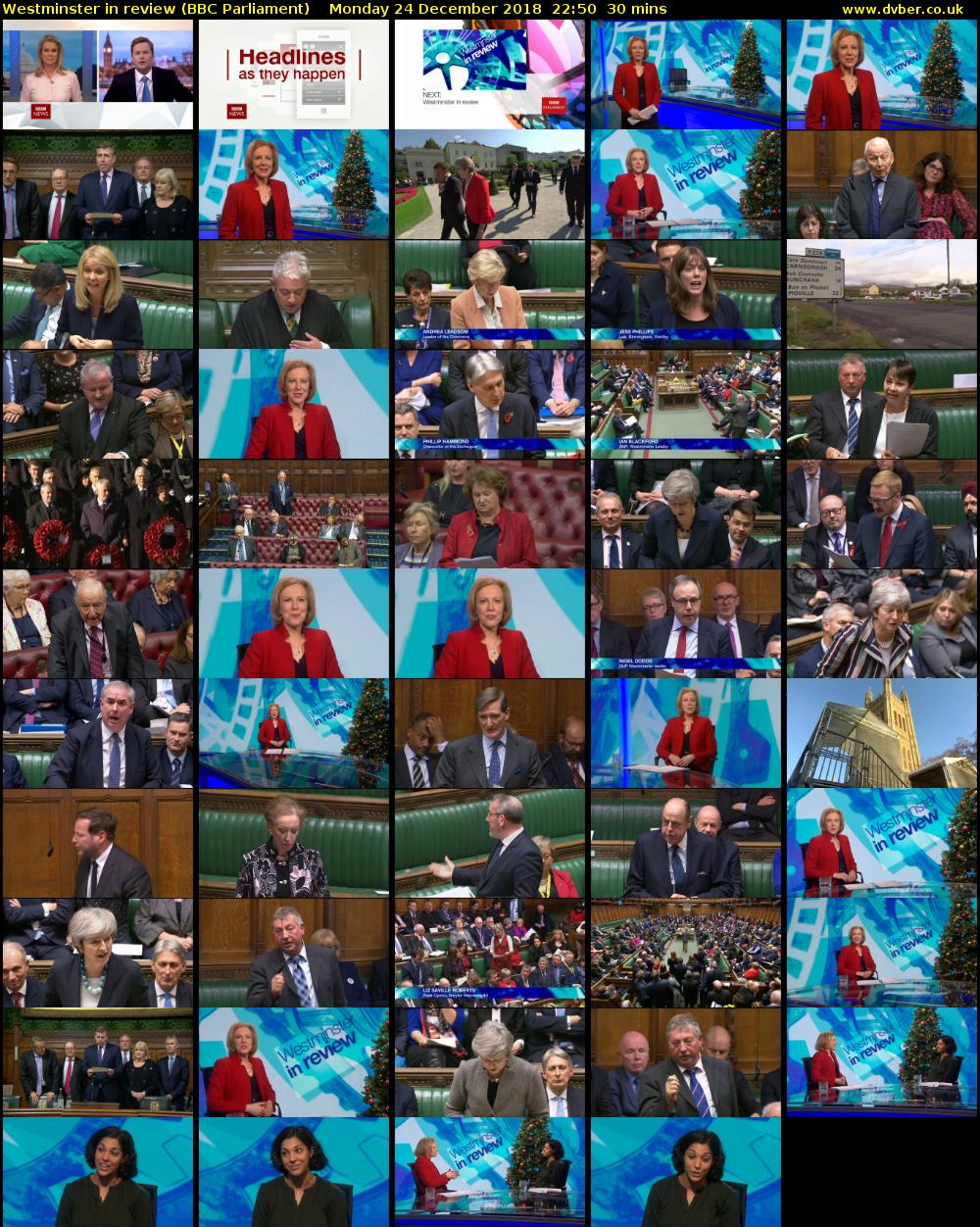 Westminster in review (BBC Parliament) Monday 24 December 2018 22:50 - 23:20