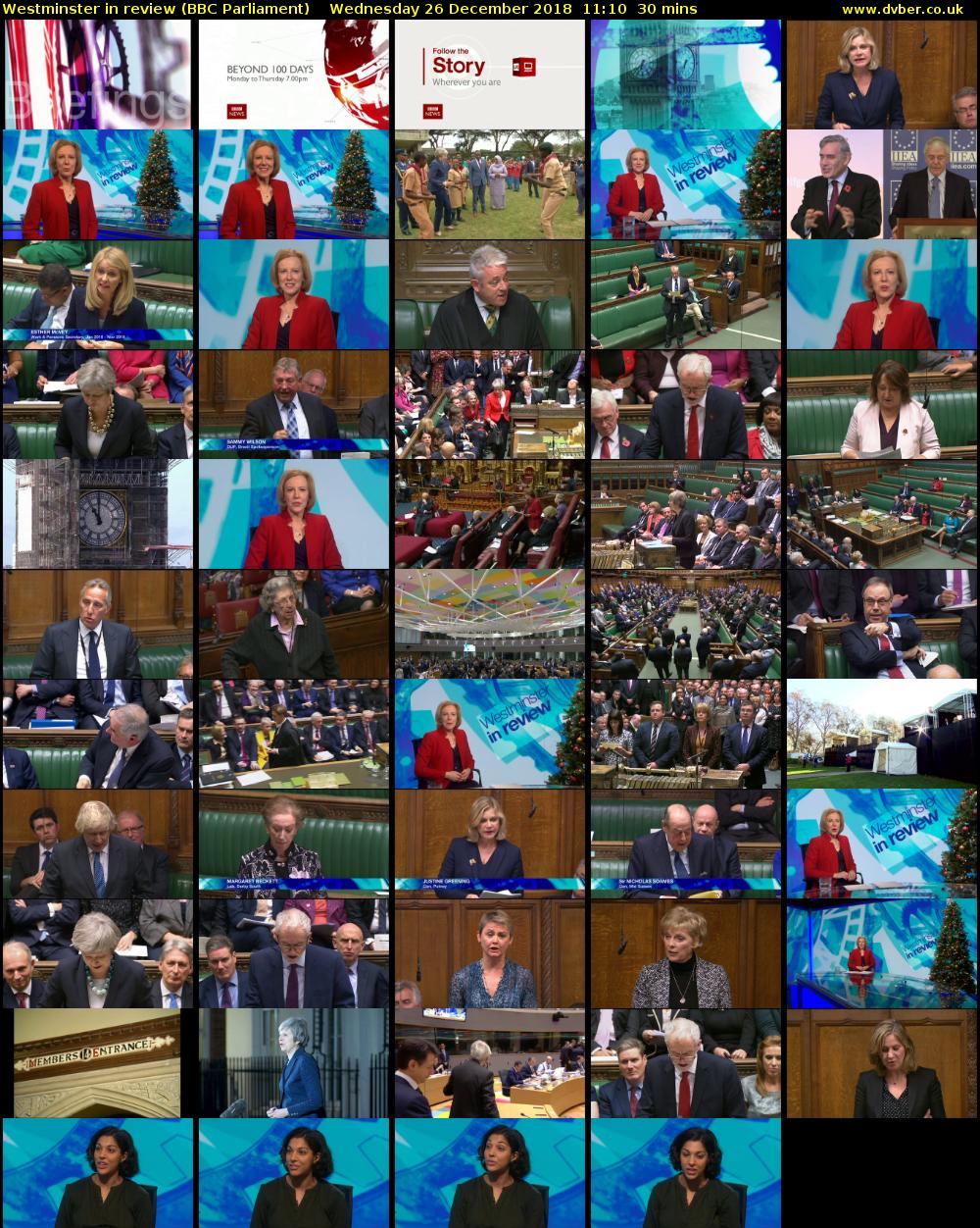 Westminster in review (BBC Parliament) Wednesday 26 December 2018 11:10 - 11:40