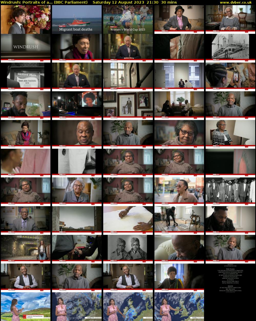 Windrush: Portraits of a... (BBC Parliament) Saturday 12 August 2023 21:30 - 22:00