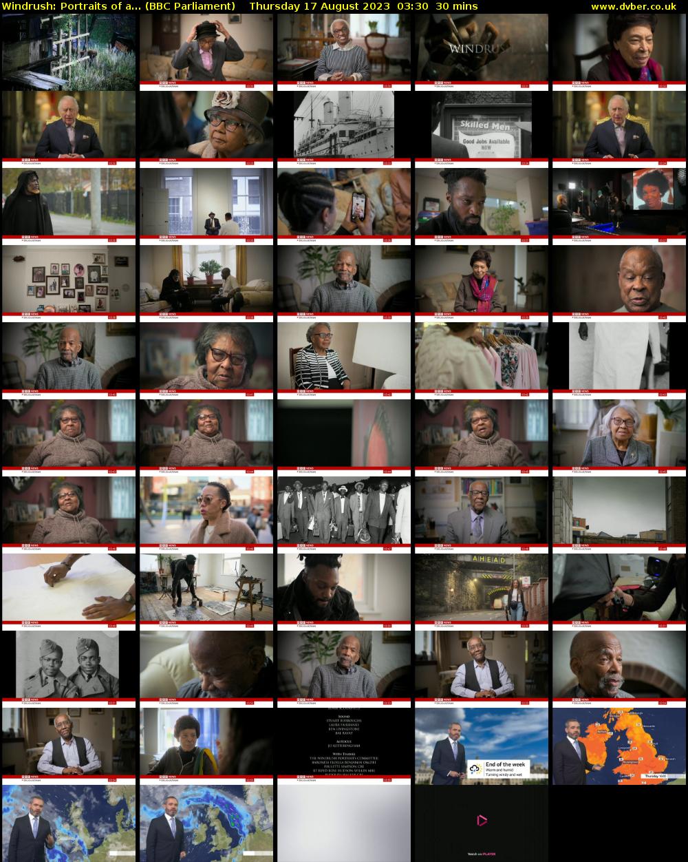 Windrush: Portraits of a... (BBC Parliament) Thursday 17 August 2023 03:30 - 04:00