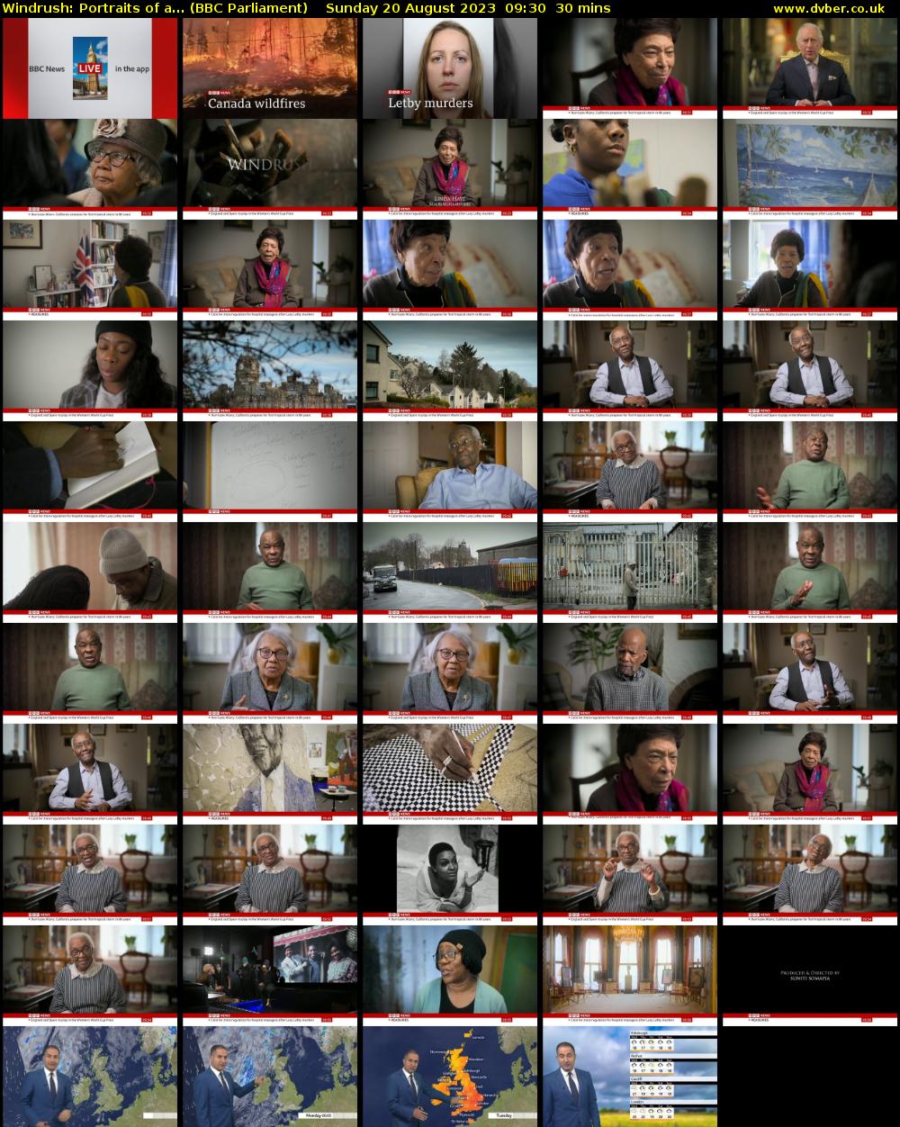 Windrush: Portraits of a... (BBC Parliament) Sunday 20 August 2023 09:30 - 10:00