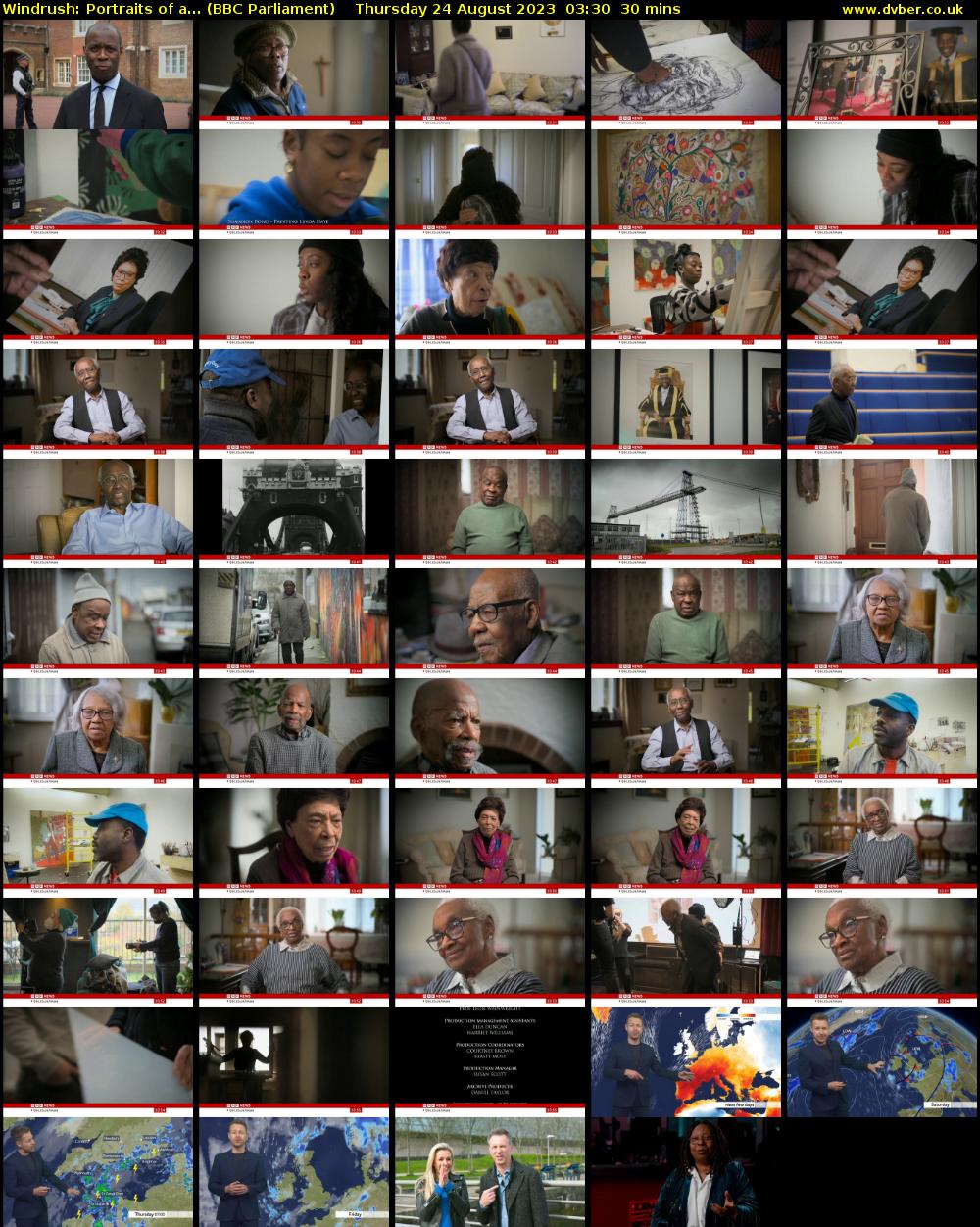 Windrush: Portraits of a... (BBC Parliament) Thursday 24 August 2023 03:30 - 04:00