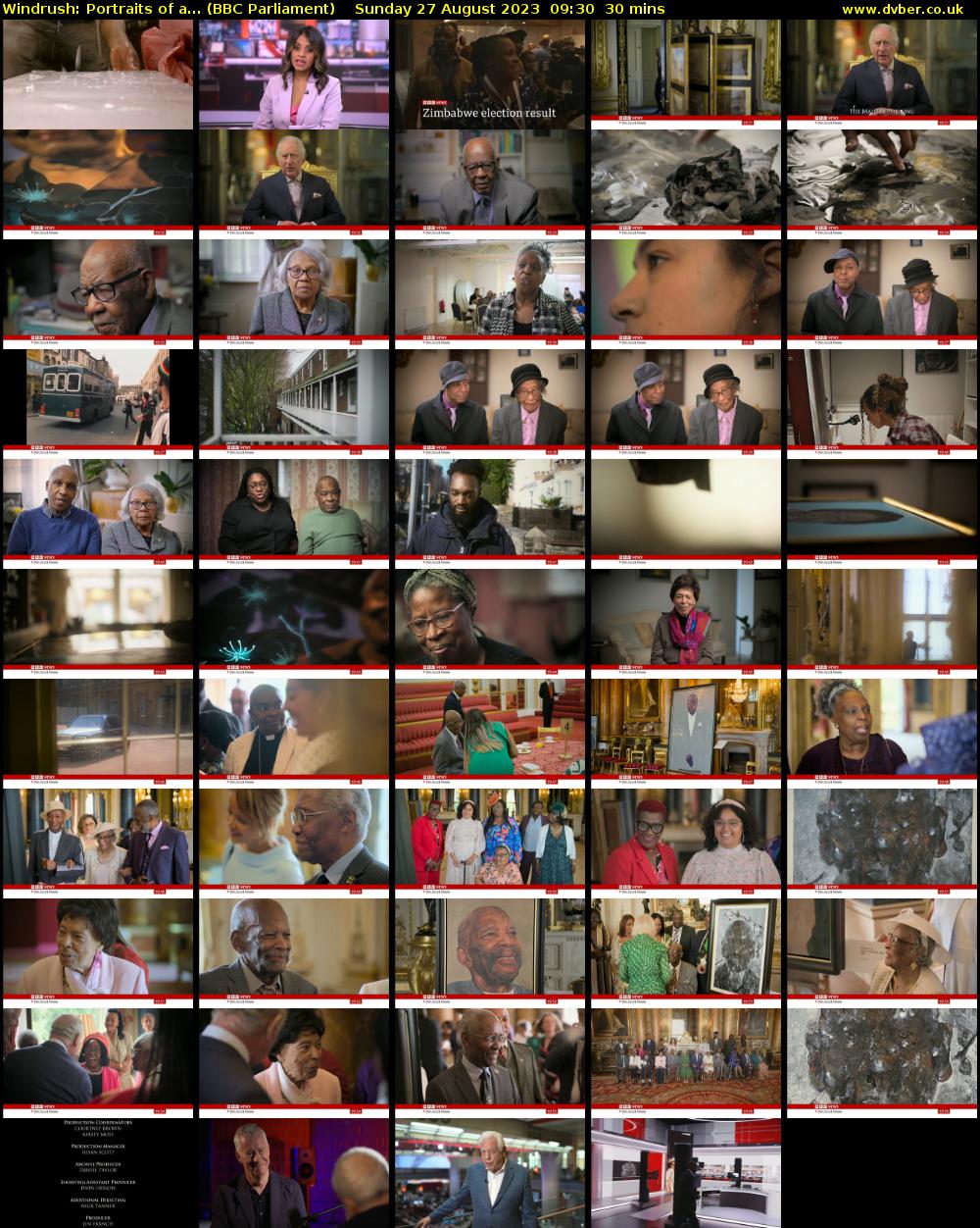 Windrush: Portraits of a... (BBC Parliament) Sunday 27 August 2023 09:30 - 10:00