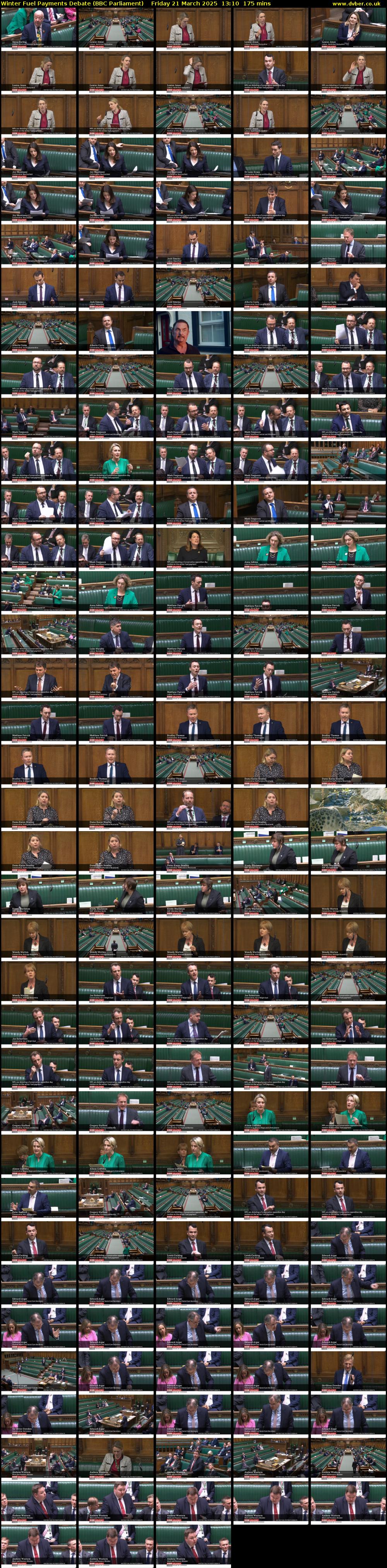 Winter Fuel Payments Debate (BBC Parliament) Friday 21 March 2025 13:10 - 16:05
