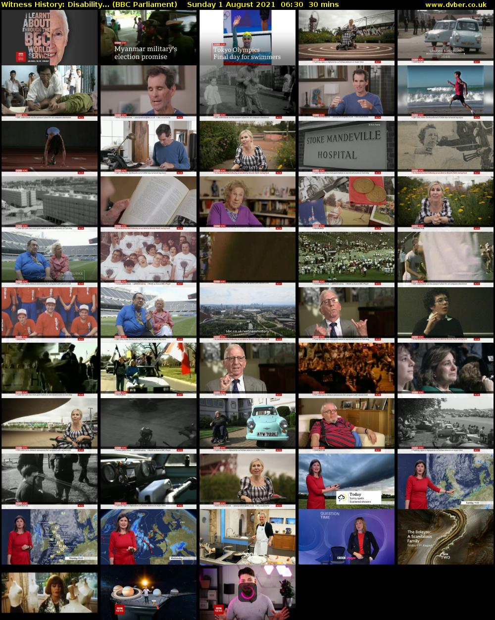 Witness History: Disability... (BBC Parliament) Sunday 1 August 2021 06:30 - 07:00