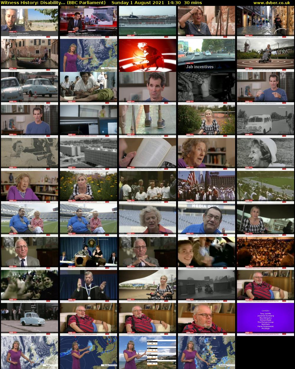 Witness History: Disability... (BBC Parliament) Sunday 1 August 2021 14:30 - 15:00