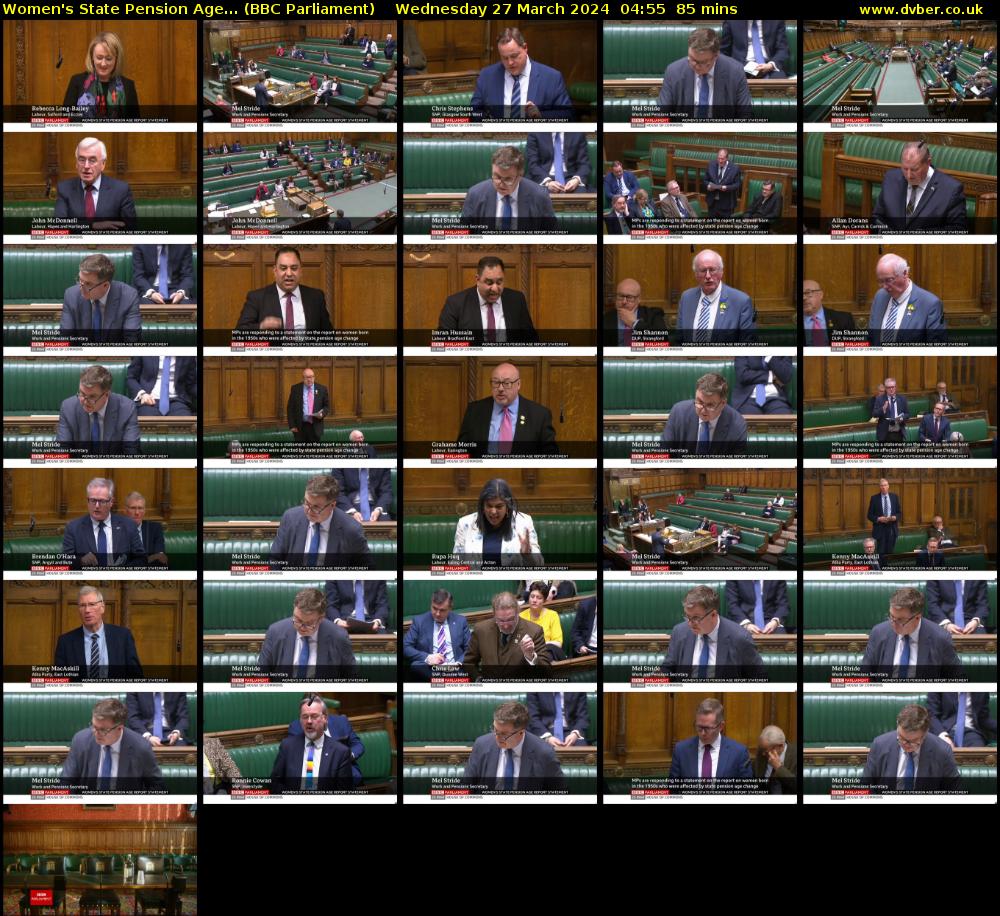 Women's State Pension Age... (BBC Parliament) Wednesday 27 March 2024 04:55 - 06:20