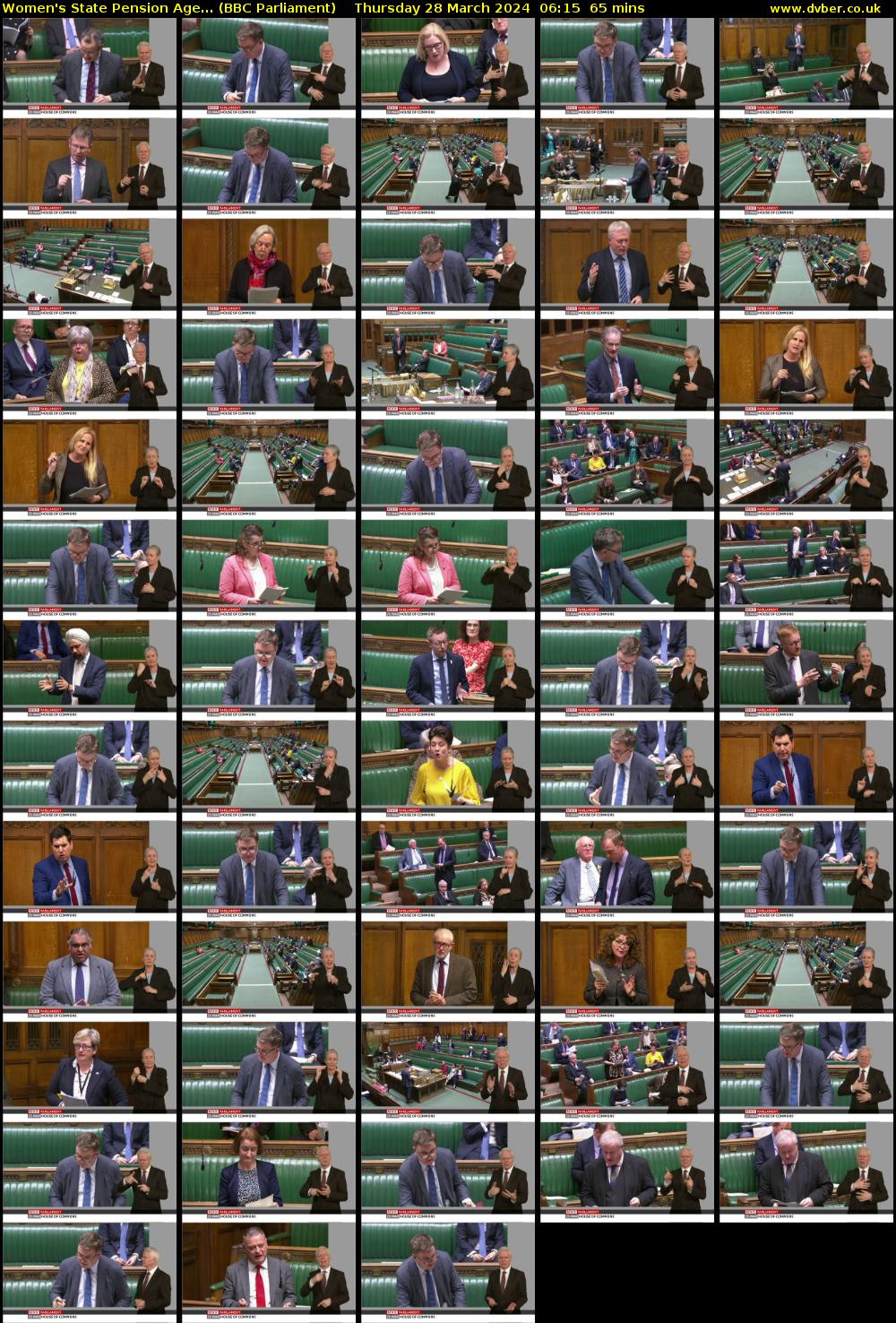 Women's State Pension Age... (BBC Parliament) Thursday 28 March 2024 06:15 - 07:20