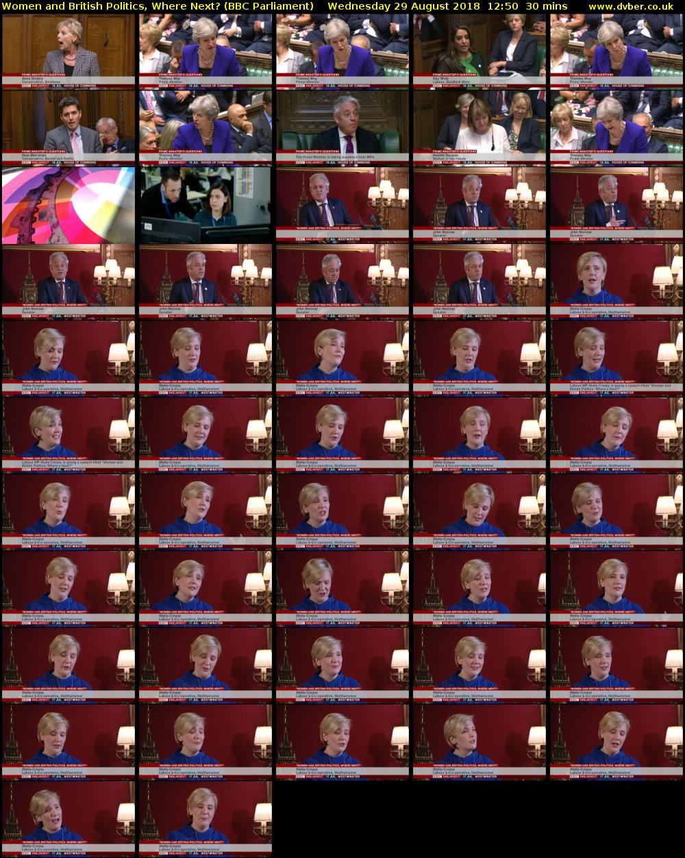 Women and British Politics, Where Next? (BBC Parliament) Wednesday 29 August 2018 12:50 - 13:20