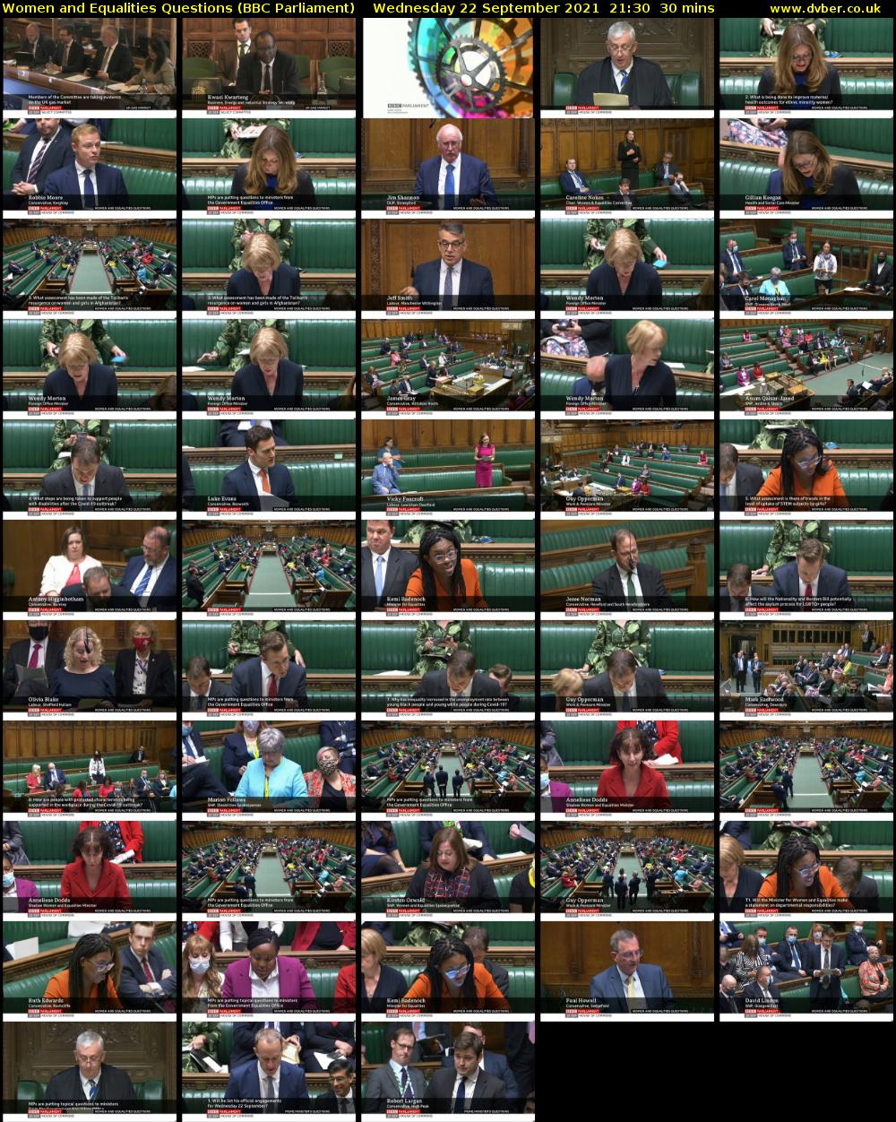 Women and Equalities Questions (BBC Parliament) Wednesday 22 September 2021 21:30 - 22:00