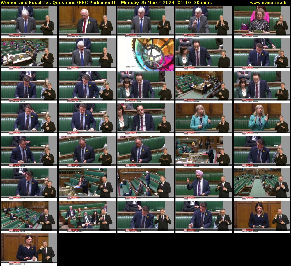 Women and Equalities Questions (BBC Parliament) Monday 25 March 2024 01:10 - 01:40