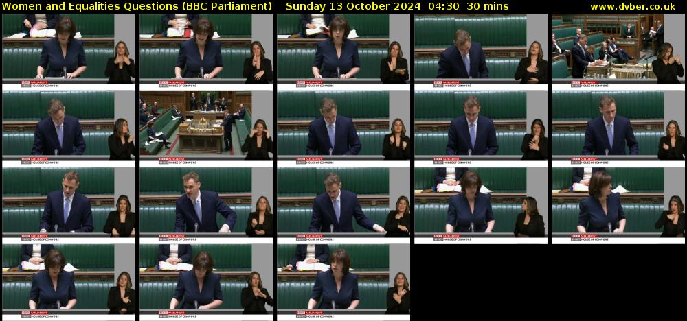Women and Equalities Questions (BBC Parliament) Sunday 13 October 2024 04:30 - 05:00