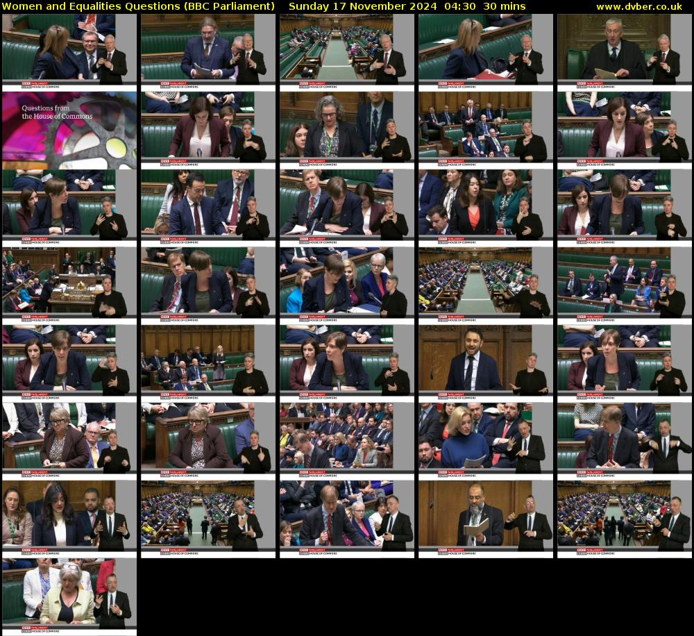 Women and Equalities Questions (BBC Parliament) Sunday 17 November 2024 04:30 - 05:00