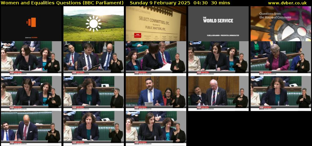 Women and Equalities Questions (BBC Parliament) Sunday 9 February 2025 04:30 - 05:00