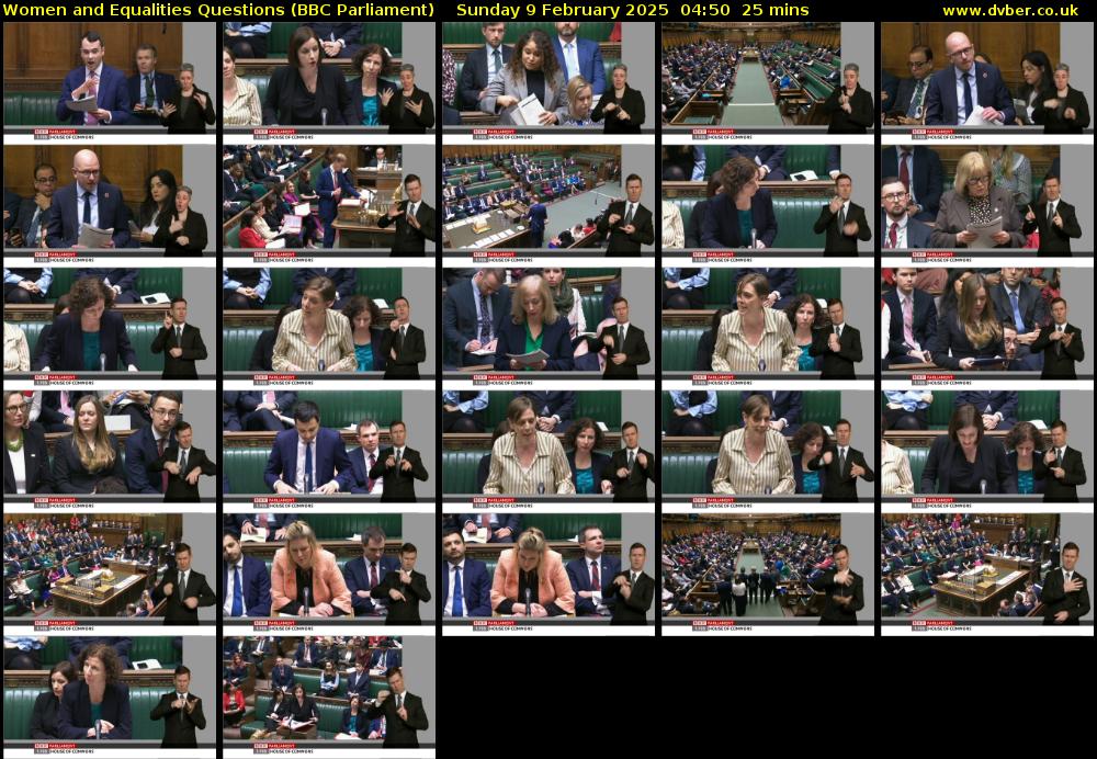 Women and Equalities Questions (BBC Parliament) Sunday 9 February 2025 04:50 - 05:15