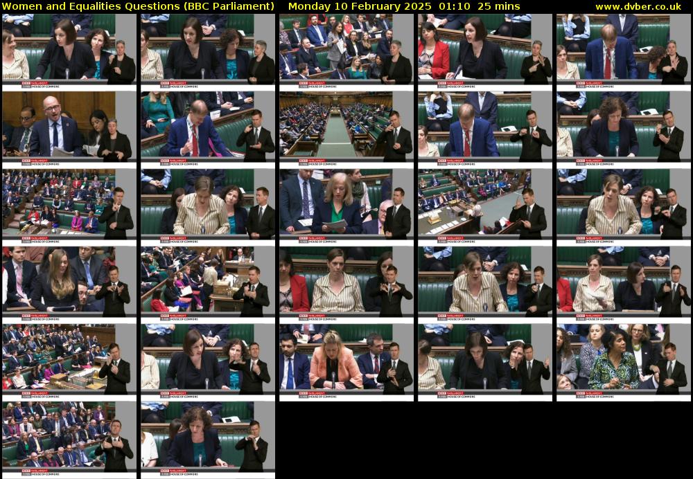 Women and Equalities Questions (BBC Parliament) Monday 10 February 2025 01:10 - 01:35