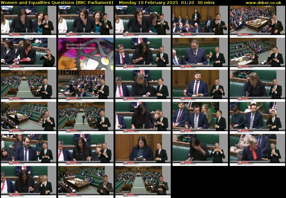 Women and Equalities Questions (BBC Parliament) Monday 10 February 2025 01:20 - 01:50