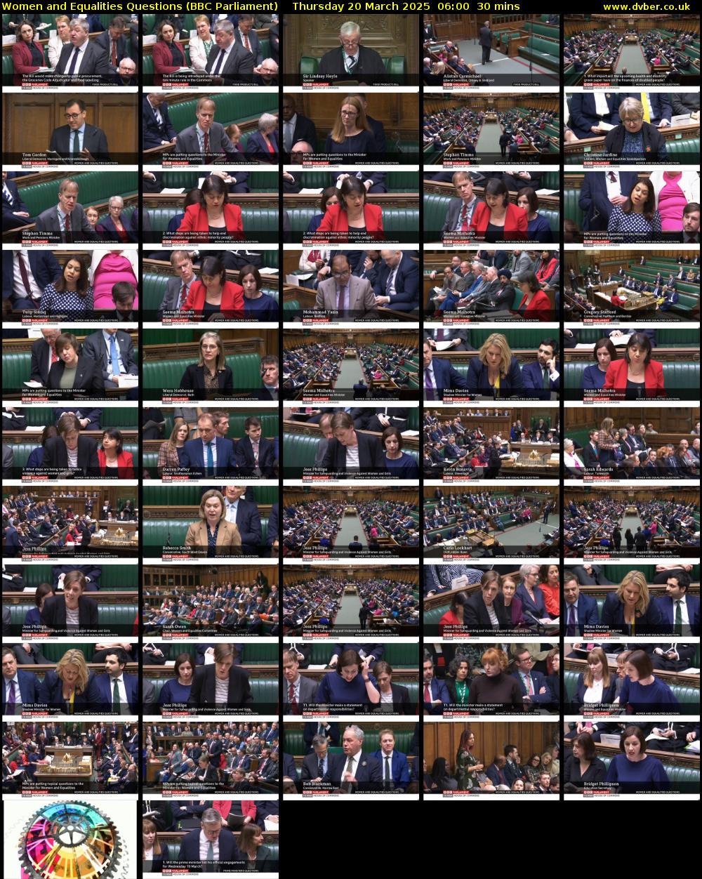 Women and Equalities Questions (BBC Parliament) Thursday 20 March 2025 06:00 - 06:30