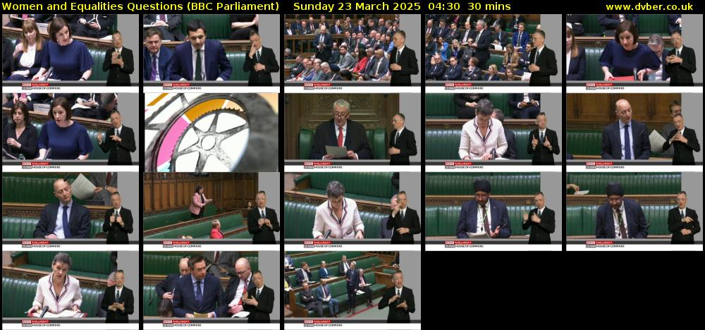 Women and Equalities Questions (BBC Parliament) Sunday 23 March 2025 04:30 - 05:00