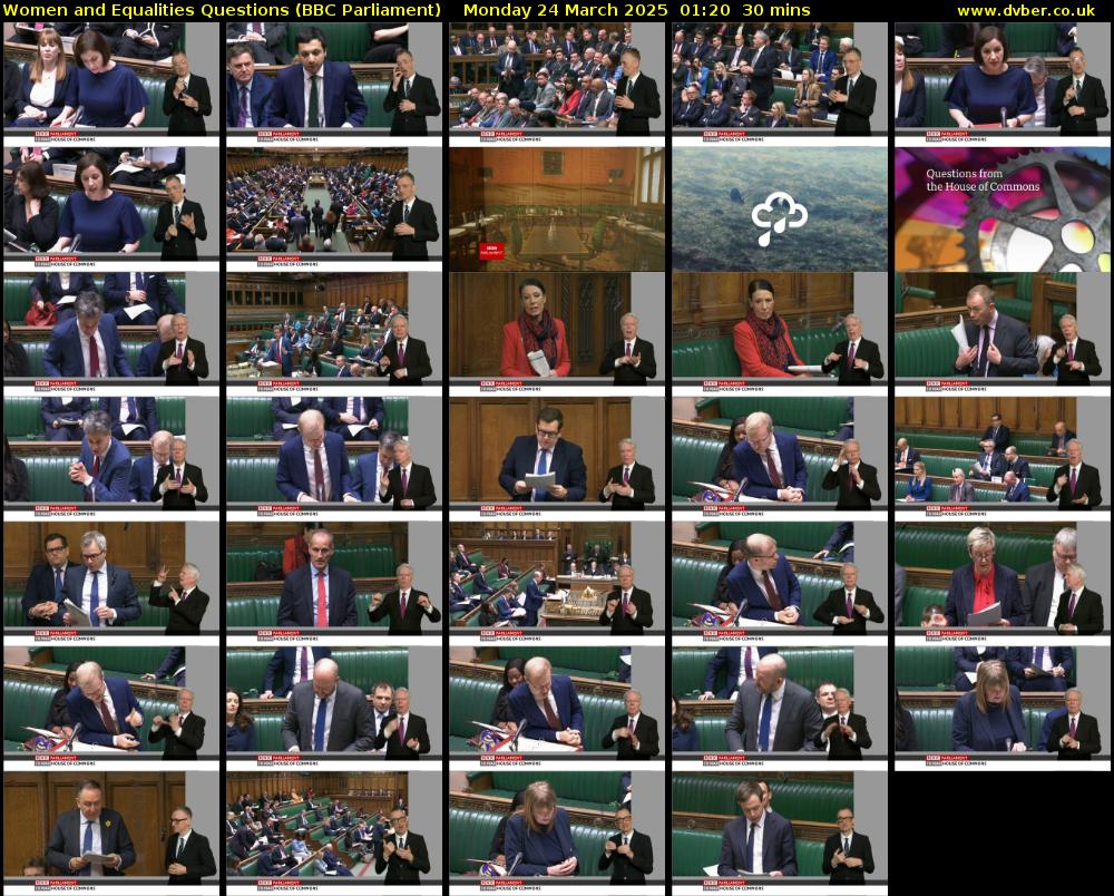 Women and Equalities Questions (BBC Parliament) Monday 24 March 2025 01:20 - 01:50