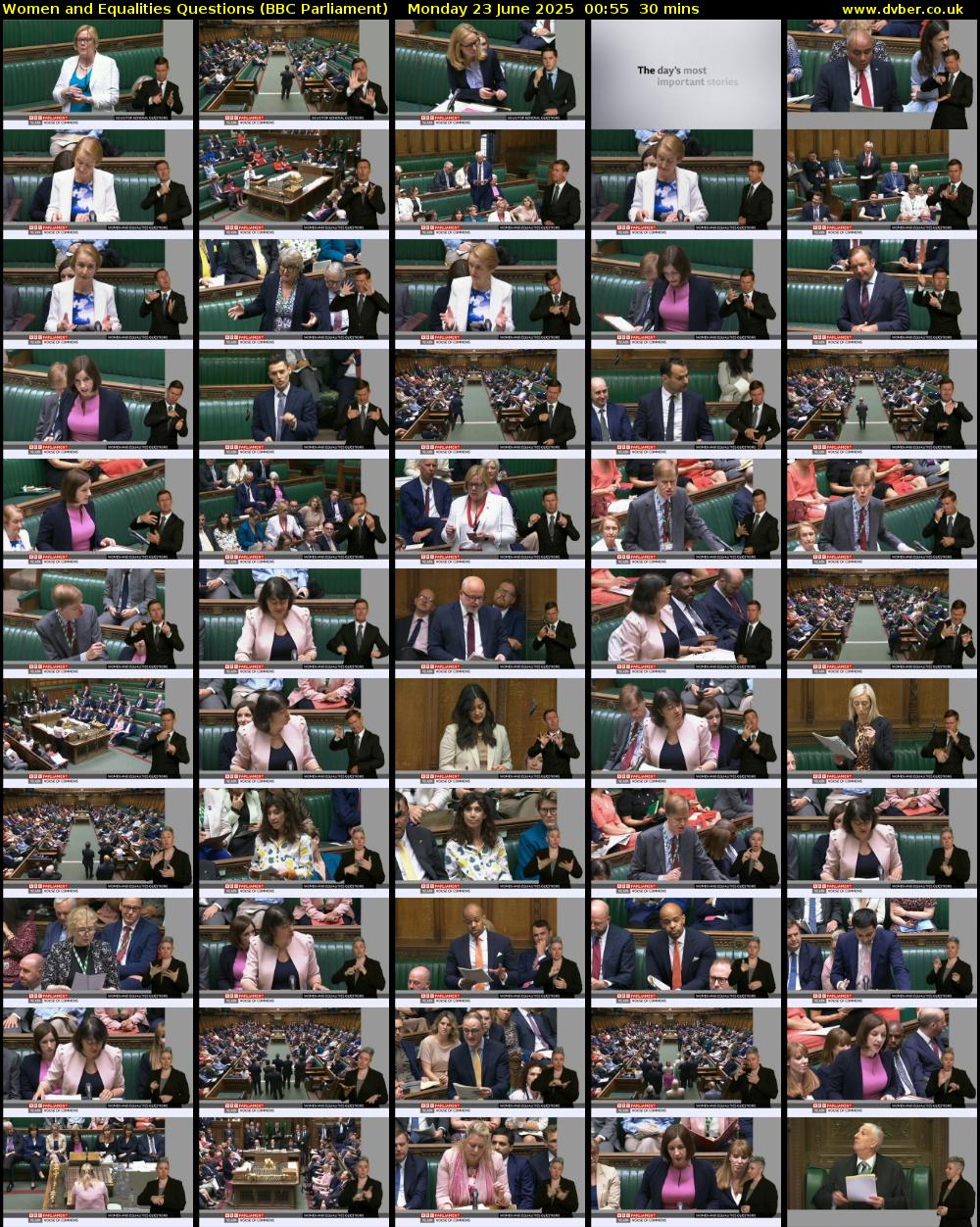 Women and Equalities Questions (BBC Parliament) Monday 23 June 2025 00:55 - 01:25