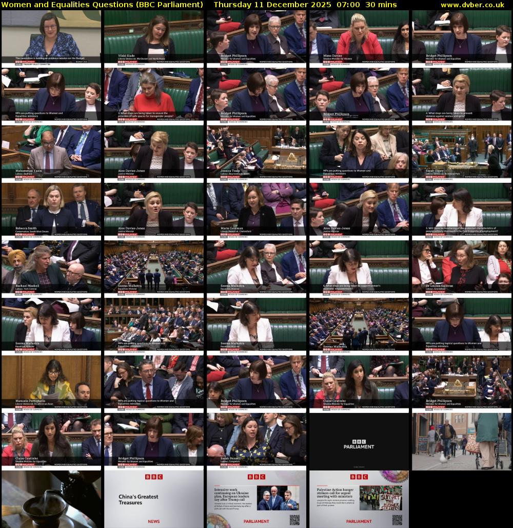 Women and Equalities Questions (BBC Parliament) Thursday 11 December 2025 07:00 - 07:30
