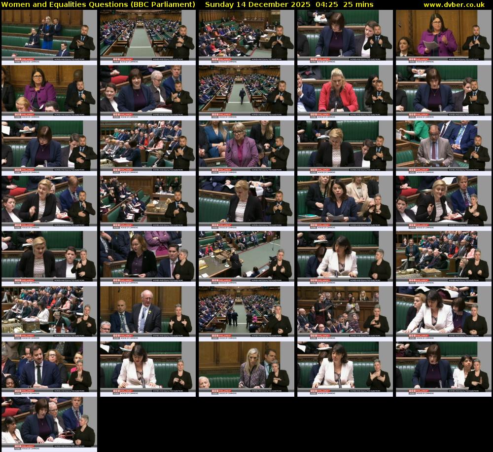 Women and Equalities Questions (BBC Parliament) Sunday 14 December 2025 04:25 - 04:50