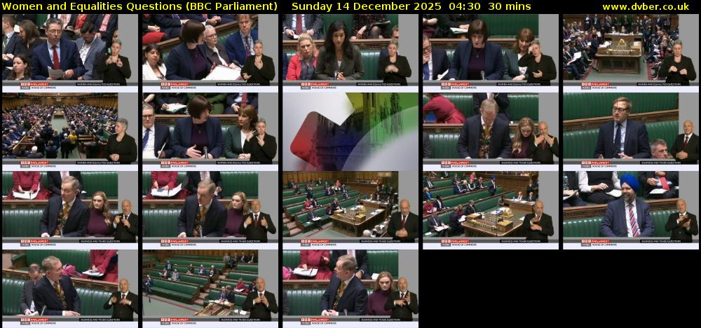 Women and Equalities Questions (BBC Parliament) Sunday 14 December 2025 04:30 - 05:00