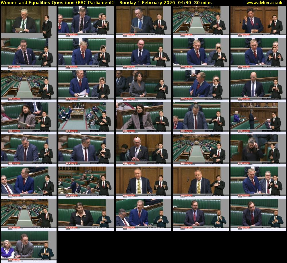 Women and Equalities Questions (BBC Parliament) Sunday 1 February 2026 04:30 - 05:00