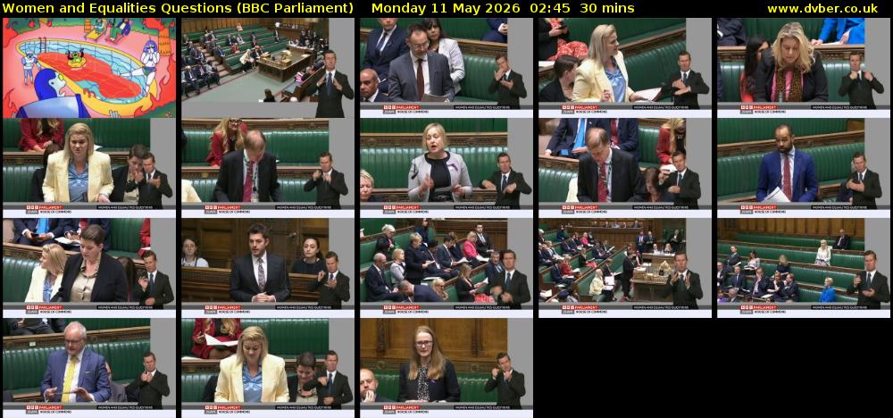 Women and Equalities Questions (BBC Parliament) Monday 11 May 2026 02:45 - 03:15