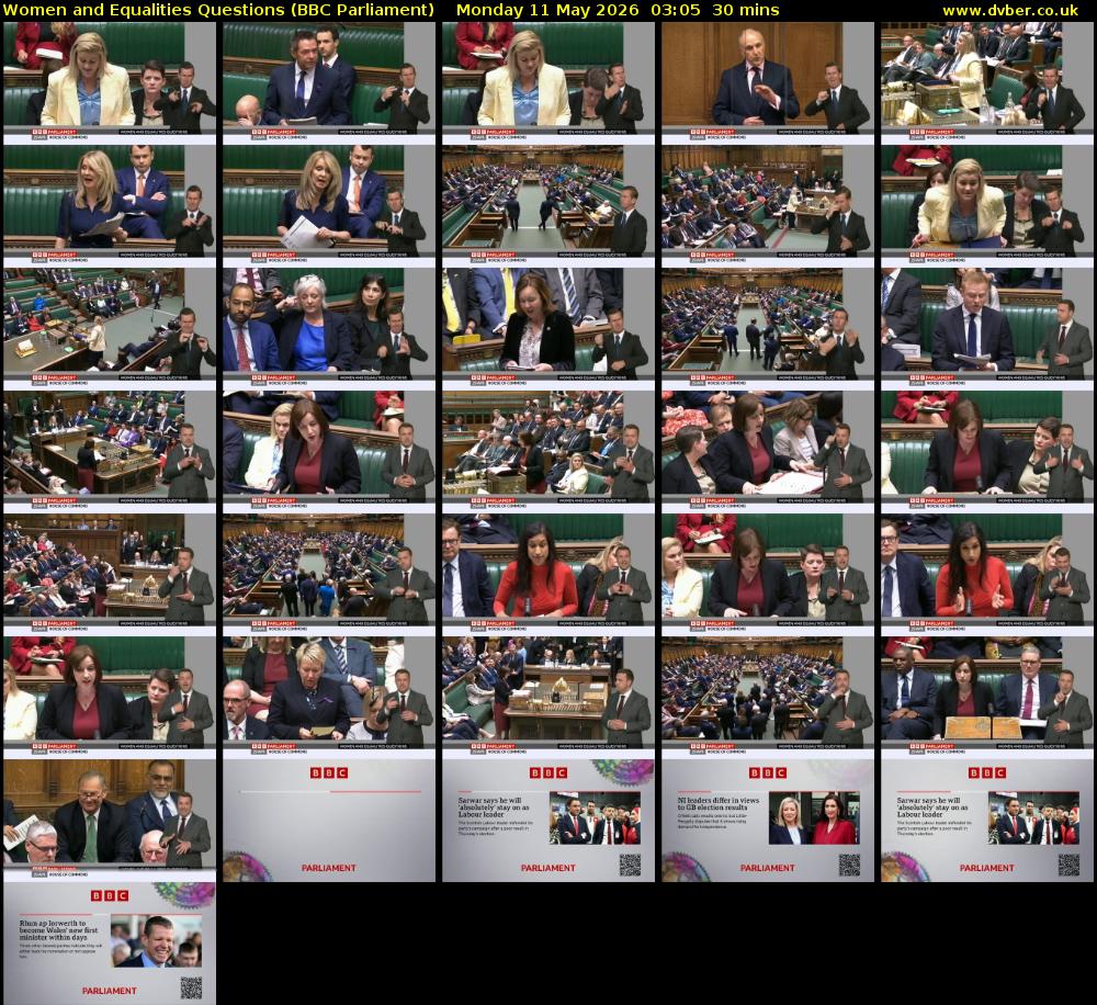 Women and Equalities Questions (BBC Parliament) Monday 11 May 2026 03:05 - 03:35