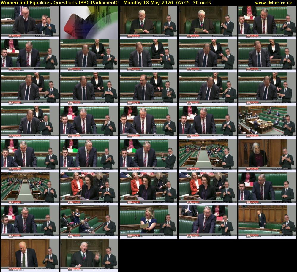 Women and Equalities Questions (BBC Parliament) Monday 18 May 2026 02:45 - 03:15