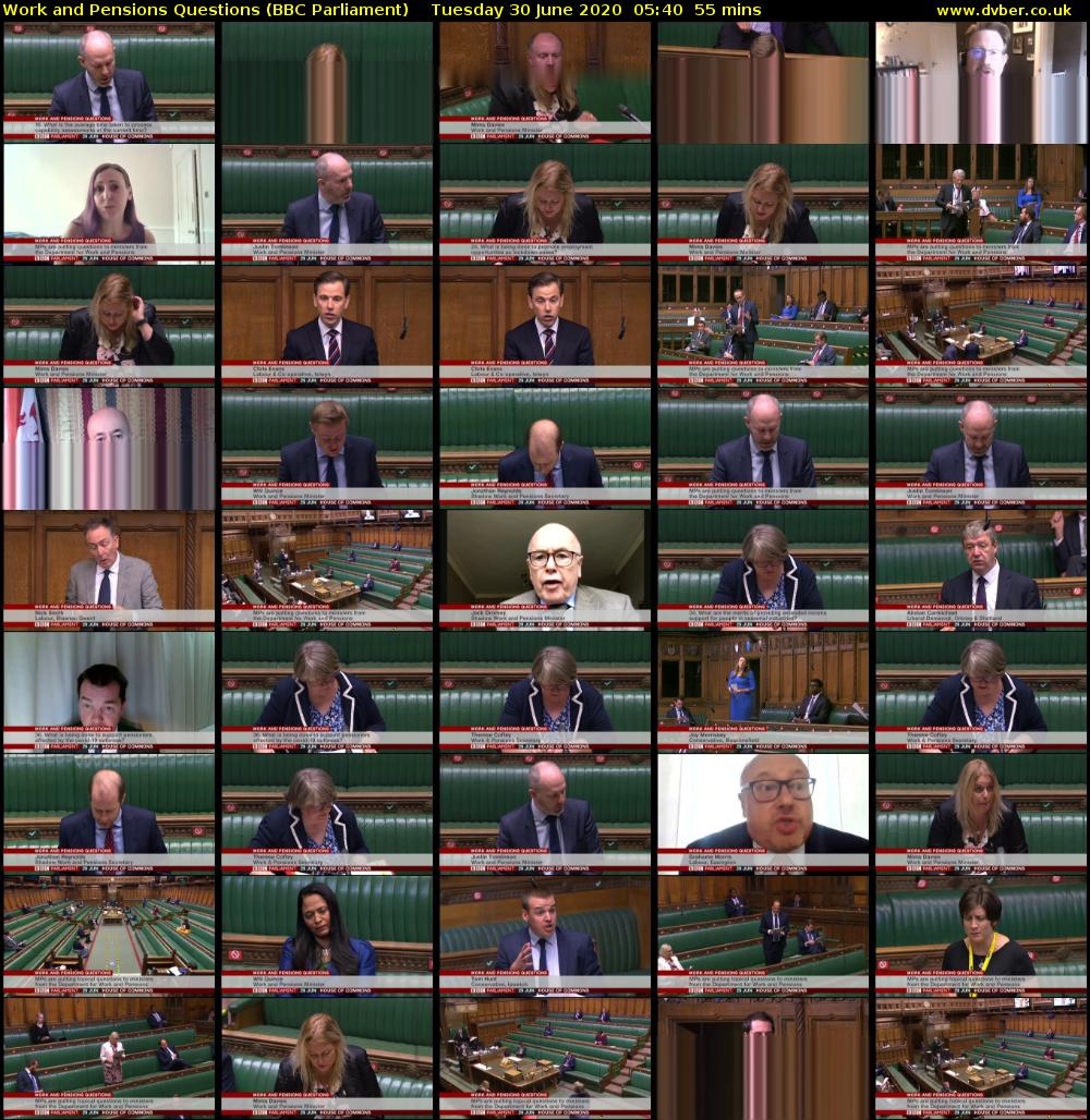 Work and Pensions Questions (BBC Parliament) Tuesday 30 June 2020 05:40 - 06:35