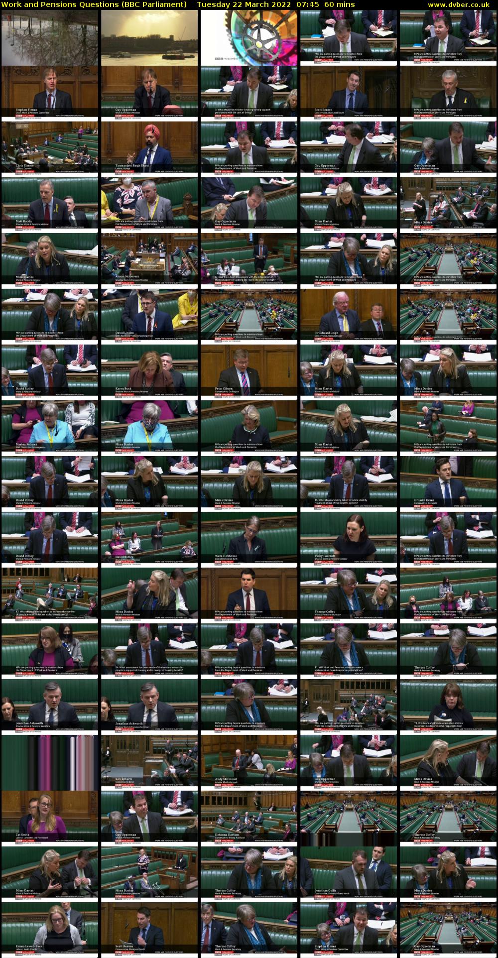 Work and Pensions Questions (BBC Parliament) Tuesday 22 March 2022 07:45 - 08:45