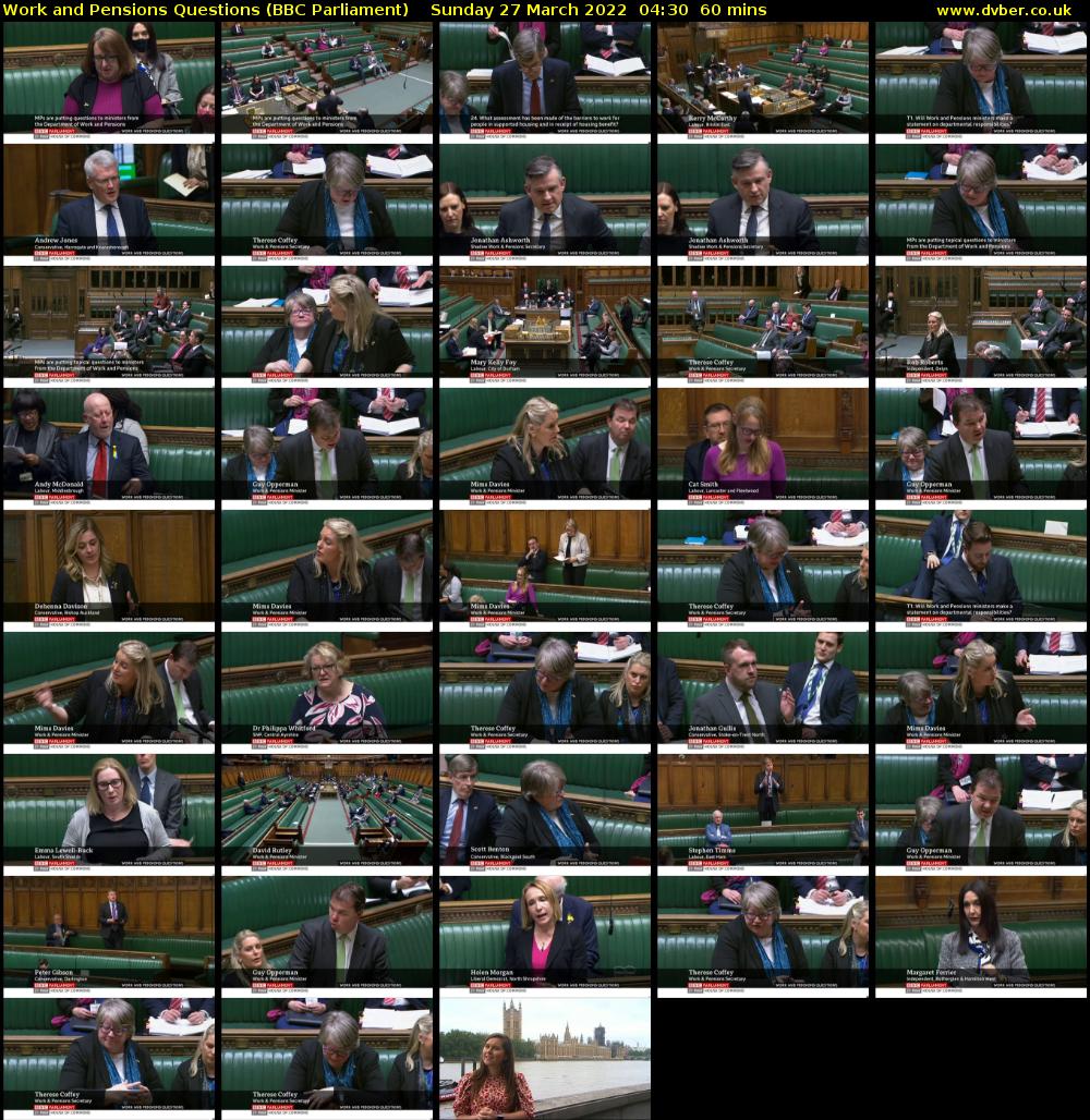 Work and Pensions Questions (BBC Parliament) Sunday 27 March 2022 04:30 - 05:30