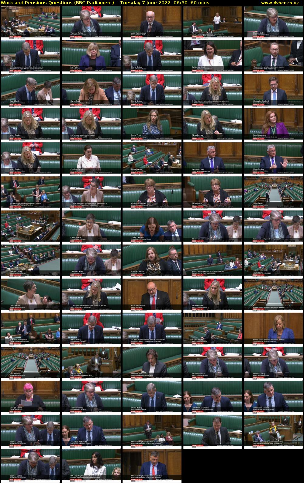Work and Pensions Questions (BBC Parliament) Tuesday 7 June 2022 06:50 - 07:50
