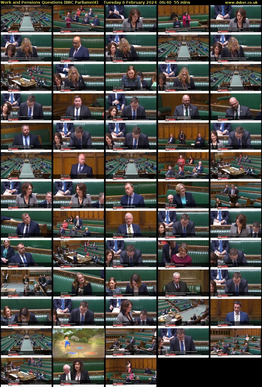 Work and Pensions Questions (BBC Parliament) Tuesday 6 February 2024 06:40 - 07:35